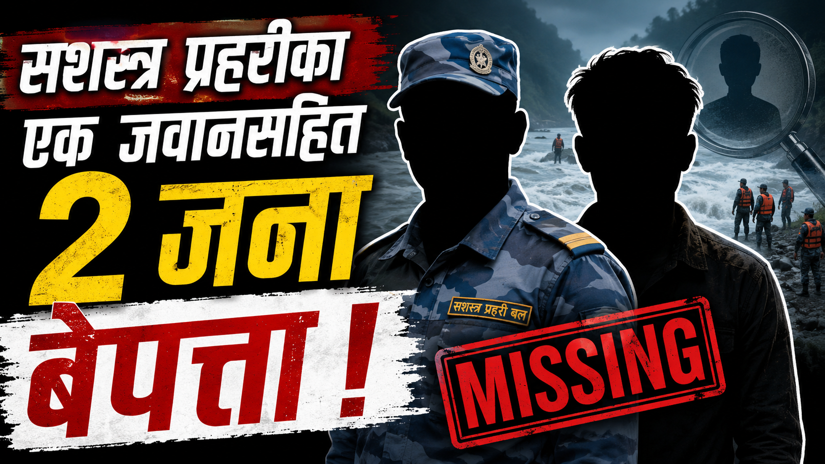 एक सशस्त्र प्रहरी जवानसहित २ जना बेपत्ता, खोजी तिव्र